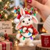 Picture of Bunny Christmas Ornament, Personalized Rabbit Acrylic Ornament, Custom Name Cute Animal Tree Decor, Holiday Keepsake Gift For Bunny Lovers