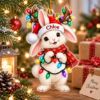 Picture of Bunny Christmas Ornament, Personalized Rabbit Acrylic Ornament, Custom Name Cute Animal Tree Decor, Holiday Keepsake Gift For Bunny Lovers