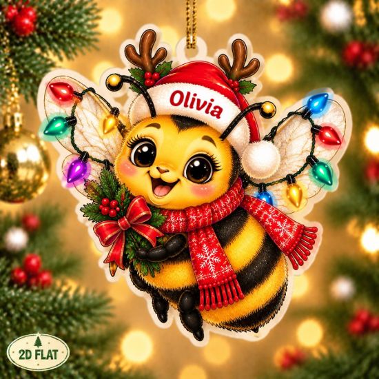Picture of Bee Christmas Ornament, Personalized Honey Bee Acrylic Ornament, Custom Name Bumble Bee Tree Decor, Cute Insect Lover Holiday Gift 2026