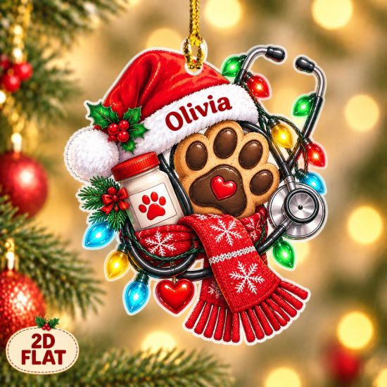 Picture of Veterinary Christmas Ornament, Personalized Pet Acrylic Ornament, Custom Name Vet Tech Tree Decor, Animal Lover Holiday Keepsake Gift 2026