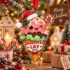 Picture of Ice Cream Christmas Ornament, Personalized Food Acrylic Ornament, Custom Name Dessert Tree Decor, Cute Sweet Treat Holiday Keepsake Gift