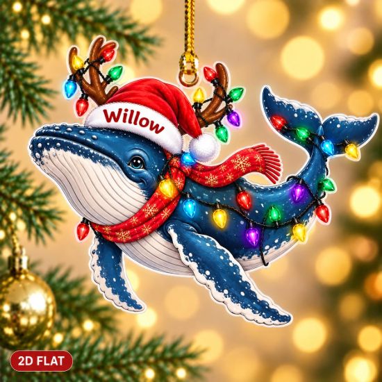 Picture of Whale Christmas Ornament, Personalized Ocean Animal Acrylic Ornament, Custom Name Marine Life Tree Decor, Coastal Holiday Keepsake Gift 2026