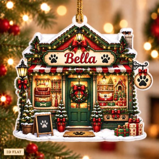 Picture of Personalized Pet Shop Christmas Ornament 2026, Custom Name Acrylic Ornament, Dog Cat Store Holiday Decor, Pet Lover Christmas Keepsake Gift