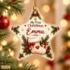 Picture of Baby's First Christmas Ornament, Personalized Star Acrylic Ornament, Custom Baby Name Christmas Tree Decor, Newborn Holiday Keepsake Gift