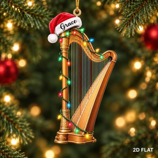 Picture of Harp Christmas Ornament, Personalized Music Acrylic Ornament, Custom Name Harp Tree Decor, Musician Christmas Holiday Keepsake Gift 2026