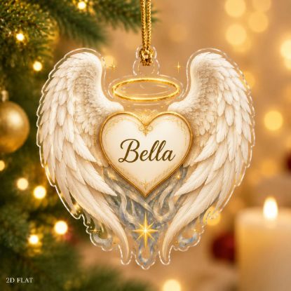 Picture of Angel Wings Christmas Ornament, Personalized Angel Acrylic Ornament, Custom Name Guardian Angel Tree Decor, Memorial Keepsake Gift 2026
