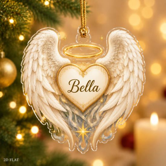 Picture of Angel Wings Christmas Ornament, Personalized Angel Acrylic Ornament, Custom Name Guardian Angel Tree Decor, Memorial Keepsake Gift 2026