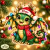 Picture of Dragon Christmas 2D Ornament, Personalized Green Dragon Acrylic Ornament,Custom Name Fantasy Tree Decor, Cute Mythical Creature Holiday Gift
