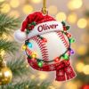 Picture of Baseball Christmas Ornament, Personalized Acrylic Ornament, Custom Name Baseball Tree Decor, Sports Lover Christmas Holiday Keepsake Gift