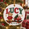 Picture of Personalized Teddy Bear Christmas Ornament 2026, Custom Name Kids Ceramic Ornament, Christmas Bear Acrylic Ornament, Child Keepsake Gift