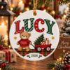Picture of Personalized Teddy Bear Christmas Ornament 2026, Custom Name Kids Ceramic Ornament, Christmas Bear Acrylic Ornament, Child Keepsake Gift