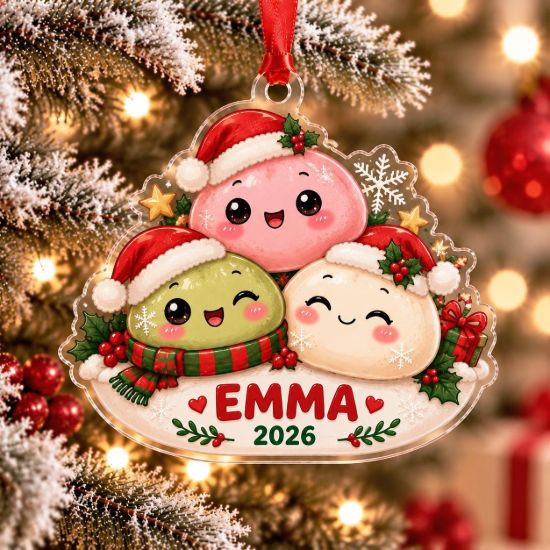 Picture of Dumpling Christmas Ornament, Personalized Dumpling Acrylic Ornament, Custom Name Kawaii Food Christmas Decor, Holiday Keepsake Gift 2026