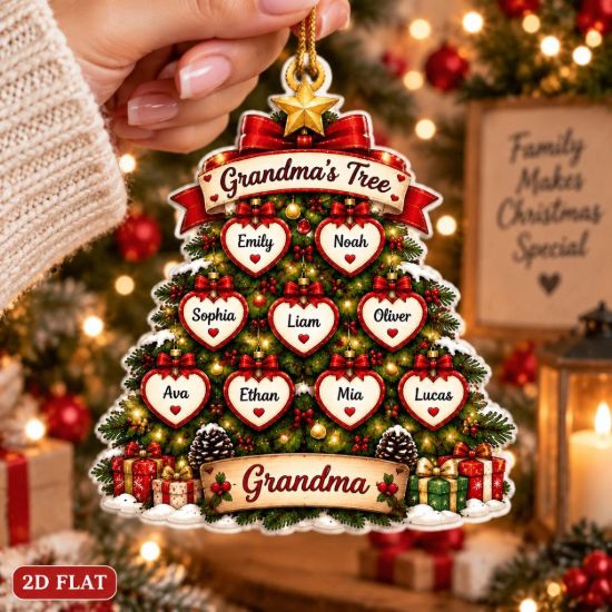 Picture of Grandma Christmas Ornament, Personalized Family Tree Acrylic Ornament, Custom Grandkids Names, Grandma Holiday Decor, Keepsake Gift 2026