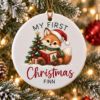 Picture of Personalized Fox First Christmas Ornament, Baby’s 1st Christmas 2026, Custom Name Woodland Fox Ceramic Ornament, Kids Keepsake Gift