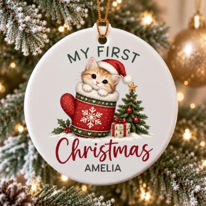 Picture of Personalized Kitten First Christmas Ornament 2026, Custom Cat Ceramic Ornament, Baby Cat Christmas Acrylic Ornament, Pet Lover Keepsake Gift