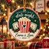 Picture of Personalized Christmas Movie Date Night Ornament 2026, Custom Couple Names Ceramic Ornament, Movie Lover Christmas Keepsake Gift Couple