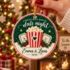 Picture of Personalized Christmas Movie Date Night Ornament 2026, Custom Couple Names Ceramic Ornament, Movie Lover Christmas Keepsake Gift Couple