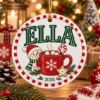Picture of Personalized Snowman Christmas Ornament 2026, Custom Name Hot Cocoa Ceramic Ornament, Kids Christmas Acrylic Ornament, Holiday Keepsake Gift