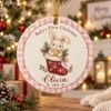 Picture of Personalized Baby First Christmas Ornament 2026, Custom Name Bunny Ceramic Ornament, Baby Girl 1st Christmas Acrylic Ornament, Newborn Gift