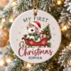 Picture of Personalized Unicorn First Christmas Ornament 2026, Custom Name Baby Girl Ceramic Ornament, Magical Unicorn Acrylic Ornament, Kids Xmas Gift