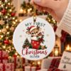 Picture of Personalized Reindeer First Christmas Ornament 2026, Custom Name Baby Deer Ceramic Ornament, Baby’s 1st Christmas Acrylic Ornament, Kid Gift