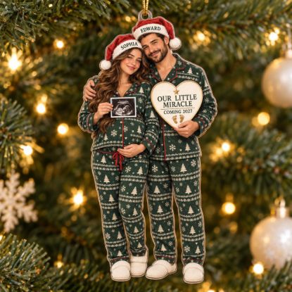 Picture of Personalized Bump's First Christmas Ornament, Our Little Miracle Coming 2027, Expecting Parents, Baby Announcement, Pregnancy Keepsake