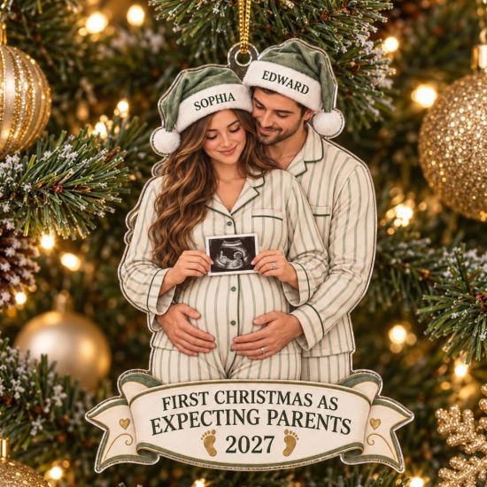 Picture of Personalized Bump's First Christmas Ornament, First Christmas As Expecting Parents, Baby Coming 2027, Pregnancy Announcement Keepsake Gift