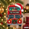 Picture of Personalized London Bus Christmas Ornament, Custom Family Name Acrylic Ornament, Red Double Decker Bus Holiday Decor, Family Christmas Gift