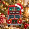 Picture of Personalized London Bus Christmas Ornament, Custom Family Name Acrylic Ornament, Red Double Decker Bus Holiday Decor, Family Christmas Gift