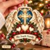 Picture of Personalized Angel Wings Christmas Ornament, Custom Family Name Cross Ornament, Christian Family Gift, 2D Flat Christmas Holiday Keepsake