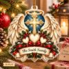 Picture of Personalized Angel Wings Christmas Ornament, Custom Family Name Cross Ornament, Christian Family Gift, 2D Flat Christmas Holiday Keepsake