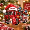 Picture of Personalized Fire Truck Christmas Ornament, Custom Firefighter Name Ornament, Fireman Gift, First Responder Christmas Gift, 2D Flat Keepsake