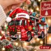 Picture of Personalized Fire Truck Christmas Ornament, Custom Firefighter Name Ornament, Fireman Gift, First Responder Christmas Gift, 2D Flat Keepsake