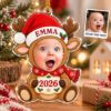 Picture of Personalized Baby Reindeer Photo Christmas Ornament, Custom Name & Year Reindeer Ornament, Baby First Christmas Gift, 2D Flat Keepsake 2026