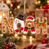 Picture of Personalized Name Christmas Ornament, Custom Gingerbread Name Ornament, Snowman Santa Xmas Decor, Kids Holiday Keepsake, 2D Flat Ornament