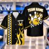 Picture of Personalized Bowling Shirt, Custom Team Name Flame Bowling Button Up, Racing Checkered Bowling Shirt, Bowler Team Gift Bowling Shirt