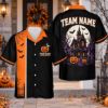 Picture of Personalized Haunted House Halloween Shirt, Custom Name Team Button Up Shirt, Pumpkin Bat Spooky Halloween Party Shirt, Halloween Gift