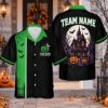 Picture of Personalized Haunted House Halloween Shirt, Custom Name Team Button Up Shirt, Pumpkin Bat Spooky Halloween Party Shirt, Halloween Gift