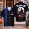 Picture of Personalized Haunted House Halloween Shirt, Custom Name Team Button Up Shirt, Pumpkin Bat Spooky Halloween Party Shirt, Halloween Gift