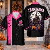 Picture of Personalized Haunted House Halloween Shirt, Custom Name Team Button Up Shirt, Pumpkin Bat Spooky Halloween Party Shirt, Halloween Gift