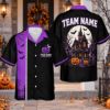 Picture of Personalized Haunted House Halloween Shirt, Custom Name Team Button Up Shirt, Pumpkin Bat Spooky Halloween Party Shirt, Halloween Gift