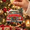 Picture of Personalized Christmas Truck Ornament, Custom Name Vintage Pickup Ornament, Red Truck Xmas Decor, 2D Flat Christmas Holiday Keepsake Gift