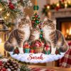 Picture of Personalized Siberian Cat Family Christmas Ornament, Custom Name 3 Siberian Cats Ornament, Siberian Cat Lover Christmas Gift