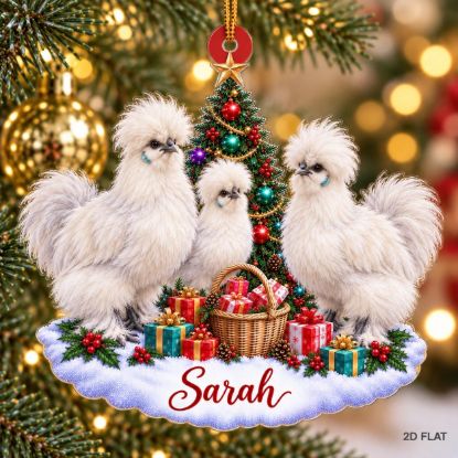 Picture of Personalized Silkie Chicken Ornament, Custom Name Chicken Christmas Ornament, Chicken Lover Gift, Farmhouse Christmas Decor 2D Flat 2026