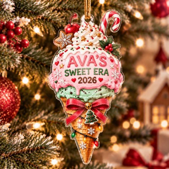 Picture of Personalized Ice Cream Christmas Ornament, Custom Ice Cream Lover Gift, Sweet Treat Christmas Ornament,Dessert Tree Decoration,Keepsake 2026