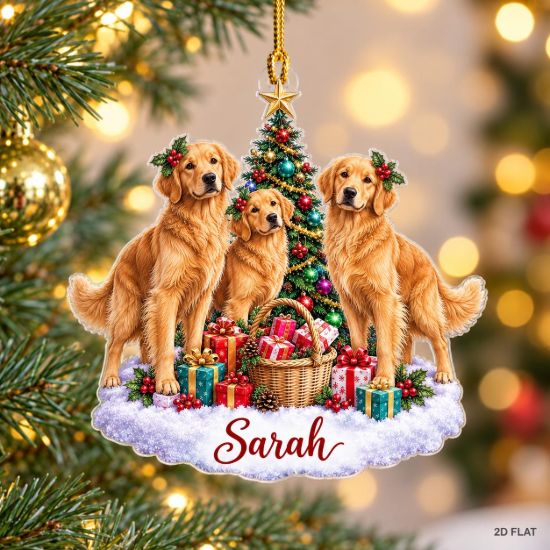 Picture of Personalized Golden Retriever Christmas Ornament, Custom Name Dog Ornament, Golden Retriever Lover Gift, Dog Mom Gift, 2D Flat Decor 2026
