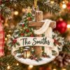 Picture of Personalized Christian Cross Christmas Ornament, Custom Family Name Ornament, Religious Faith Gift, Christmas Cross Decor, 2D Flat Keepsake