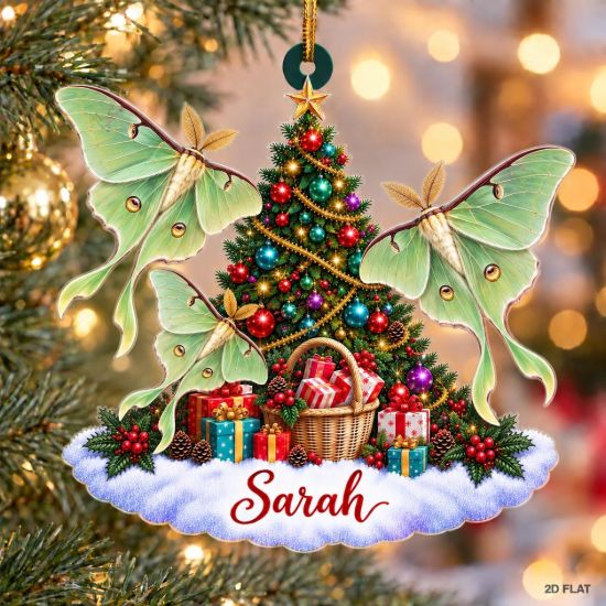 Picture of Personalized Luna Moth Butterfly Christmas Ornament, Custom Moth Ornament, Nature Lover Gift,Woodland Christmas Decor, 2D Flat Keepsake Gift