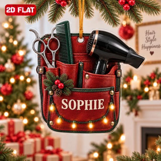 Picture of Personalized Hairstylist Christmas Ornament, Custom Name Hairdresser Gift, Salon Stylist Ornament, Cosmetologist Gift, 2D Flat Decor 2026