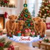 Picture of Personalized Highland Cow Christmas Ornament, Custom Name Cow Ornament, Highland Cattle Gift, Farmhouse Christmas Decor, 2D Flat Ornament